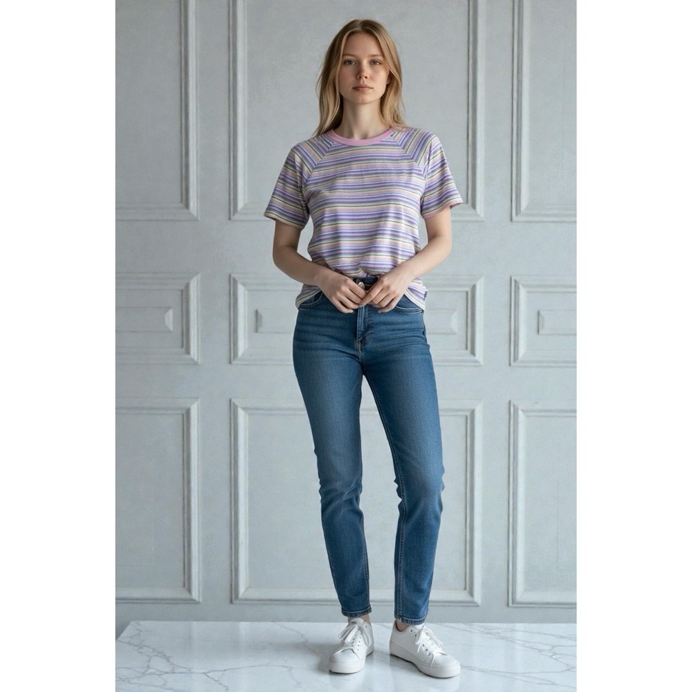 Lauren Ralph Lauren Pink Blue Purple Spring‎ Striped Tee Shirt Crew Neck XL